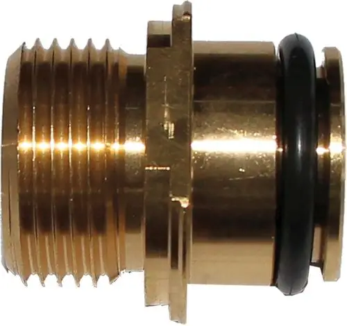 Anschlussstück aus Messing mit Gewinde und O-Ring, geeignet für Heizungsinstallationen, genutzt in Wolf Heizsystemen.